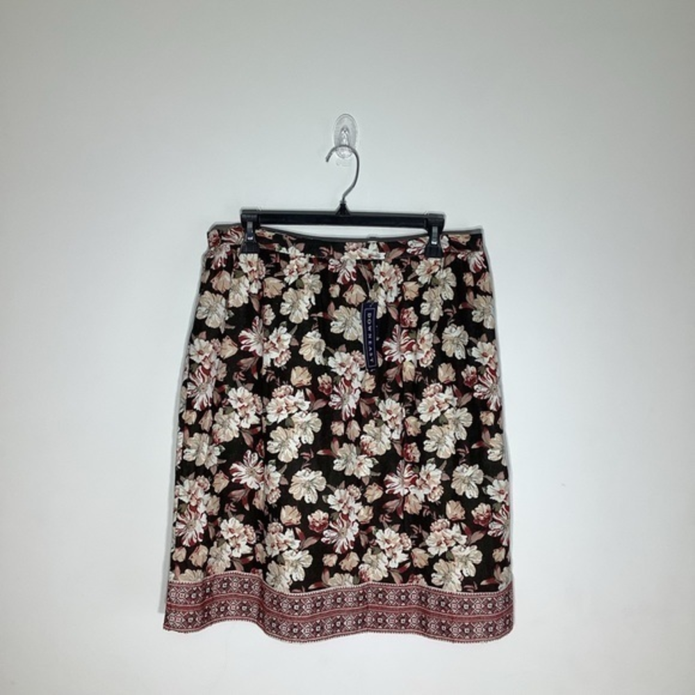 DOWNEAST Womens Black Floral Skirt SIze Large